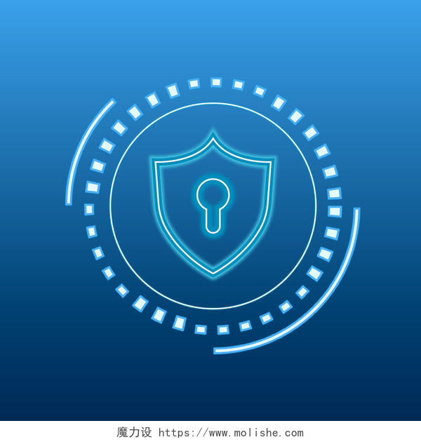 科技圈网络安全周蓝色科技网络安全盾牌安全锁PNG素材